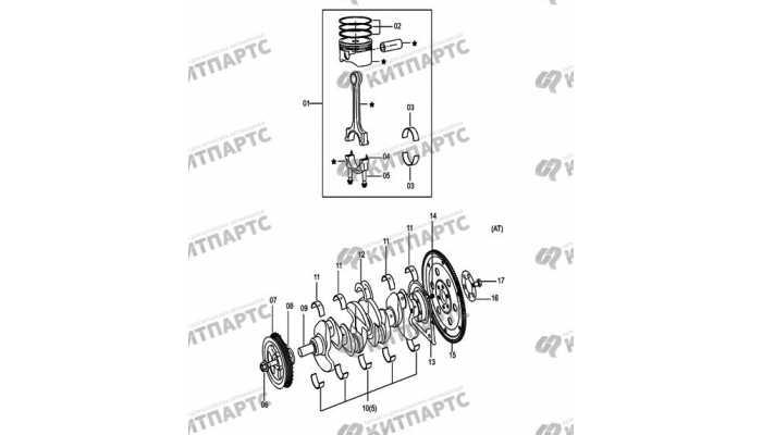 Поршень, коленвал и маховик 2.0 MT FAW